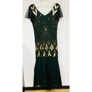 Women's Unbranded Dress XL Dark‎ Green Gold
